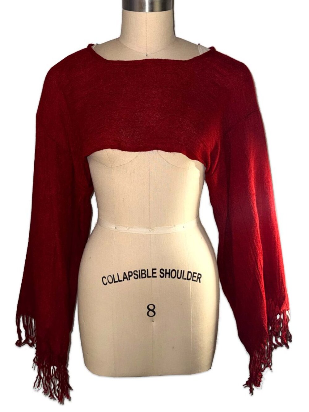 upcycled cherry red scarf shrug ♡
